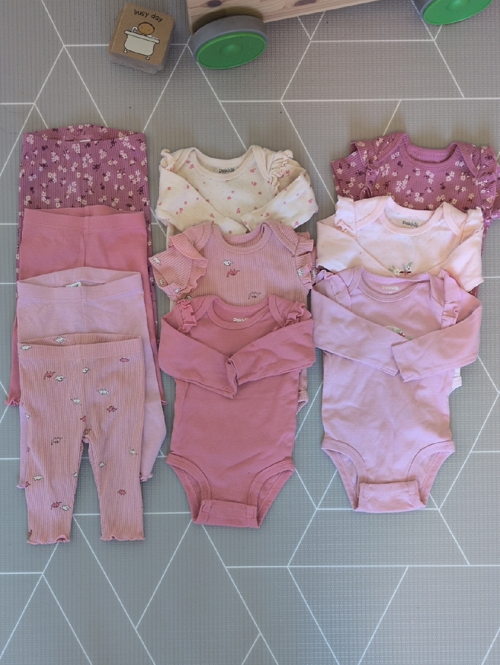 Pekkle - 3M - New - BUNDLE -Pink Baby Girls Set 100% Cotton - Dino & Planet